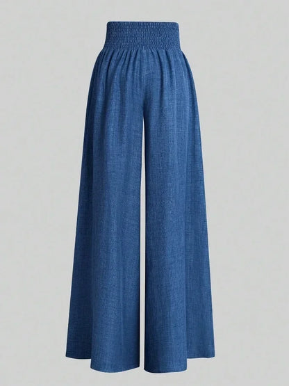 Plus Size Women's Casual Wide Leg Pants Women Solid Color Stretch Summer Fashion Season Comfort Fit Pants