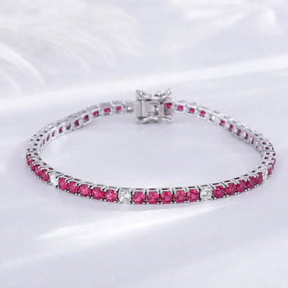 Fine Jewelry 3mm Montana Blue/Emerald Green/Ruby Red/Turquoise/Black Cubic zircon 925 Silver Tennis Bracelet