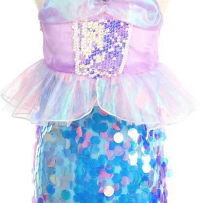 Mermaid Dress for Girl Charm Princess Cosplay Sequin Bling Costume for Kids Girl Fish Beauty Birthday Party Halloween Clothing