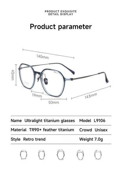 Geometric Personalized Polygonal Men's and Women's Simple Frames Blue Light Reading Glasses Customizable Prescription