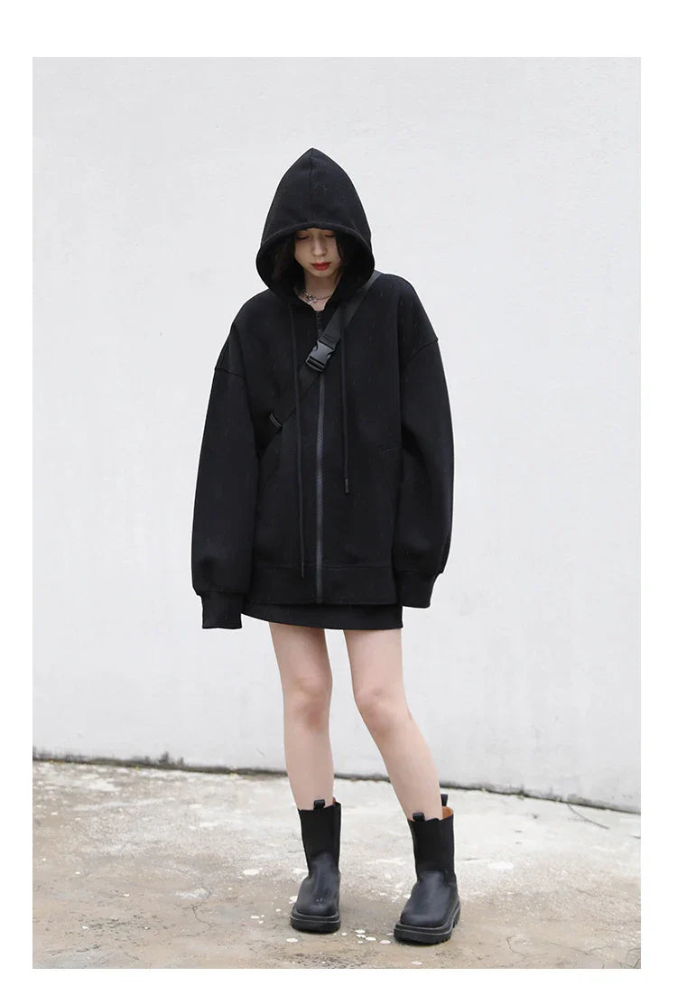 Women Sweatshirts Hoodies Solid Loose Casual Hooded Female Tops Lady Coat Medium Length Overcoat Spring Autumn 2025