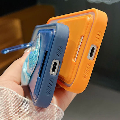 Luxury Metal Stand Exquisite Heart Card Bag Shock Proof Case for iPhone 17 16 15 14 13 12ProMax Plus Send camera protective film