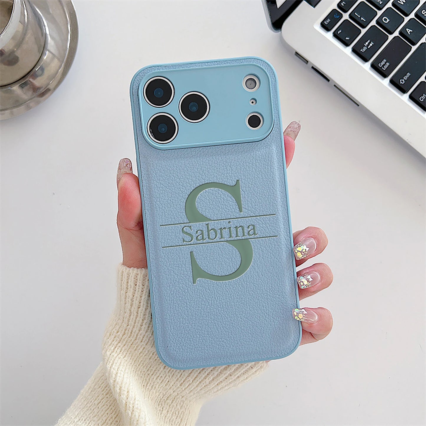 Custom Capital Letters Name Artificial Leather Multicolored Phone Case Gift For iPhone 17 16 15 14 13 12 11 Pro Max 17 Air Plus
