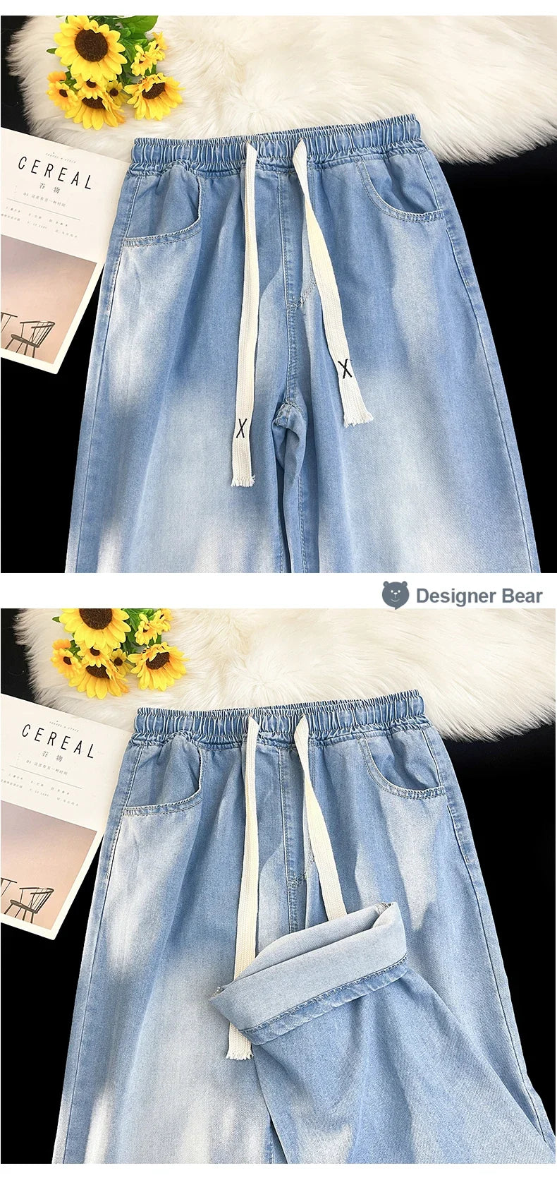 2026 New Spring Summer Men's Baggy Jeans Lyocell Fabric Wide Leg Pants Drawstring Trousers Male City Boy Plus Size S-4 5XL Y2K