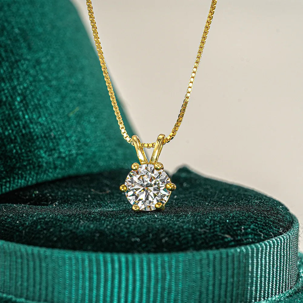PureNew 1-5ct Full Shape Moissanite Necklace For Women S925 Silver Plated 18k Gold D Color VVS1 Women's Moissanite Chain Gift