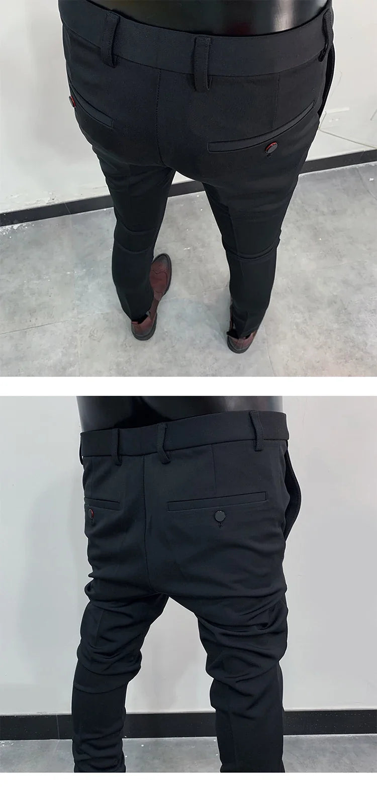 2025 Winter Men Suit Pants Woolen Thicken Keep Warm Formal Trousers Pantalones Hombre Solid Casual Slim Fit Pants Men Clothing