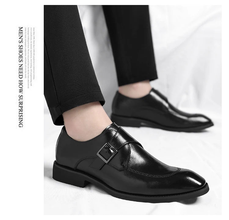 Men's Leather Shoes British Style Business Formal Derby Comfortable Fashionable Casual Footwear-SJ1112