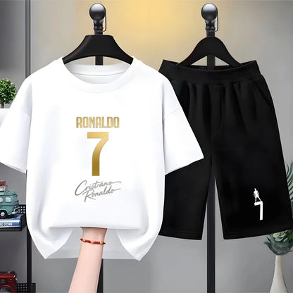 Summer Children T-shirt Tops+shorts Breathable Boy girl Casual Fashion Short Sleeve Kid football Idol Clothes Sport Tee