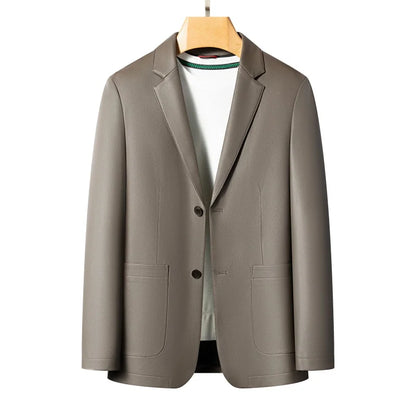 New Men's Business Casual Fashion Leather Blazer Sheepskin Slim Fit High-End Genuine Leather Jacket