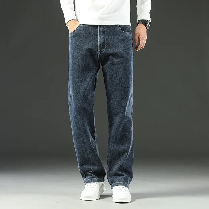 2026 New Spring and Autumn Men's Jeans, Loose, Comfortable, Straight, Business Casual, Versatile Wide-leg Business Trousers