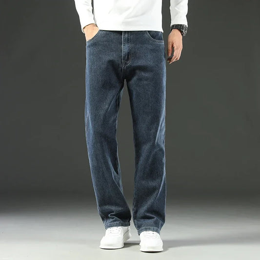 2026 New Spring and Autumn Men's Jeans, Loose, Comfortable, Straight, Business Casual, Versatile Wide-leg Business Trousers