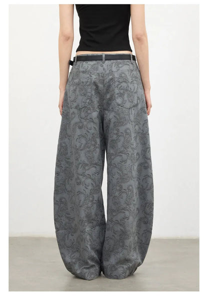 New Women Jeans Loose Casual High Waist Wide Leg Denim Pants Paisley Female Trousers Spring Autumn 2026