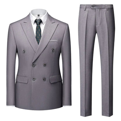 ( Jacket+ Pants ) Men's Slim Fit 2 Piece Suit Double Breasted Business Wedding Prom Tuxedo Suits Blazer & Pants Set