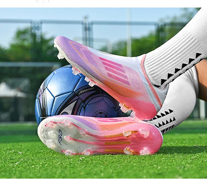 NEW Without-lace F50+ Mens Soccer Shoes Boys Training Non-Slip Turf Soccer Cleats TF/FG Football Sneakers Chuteira Campo 35-45