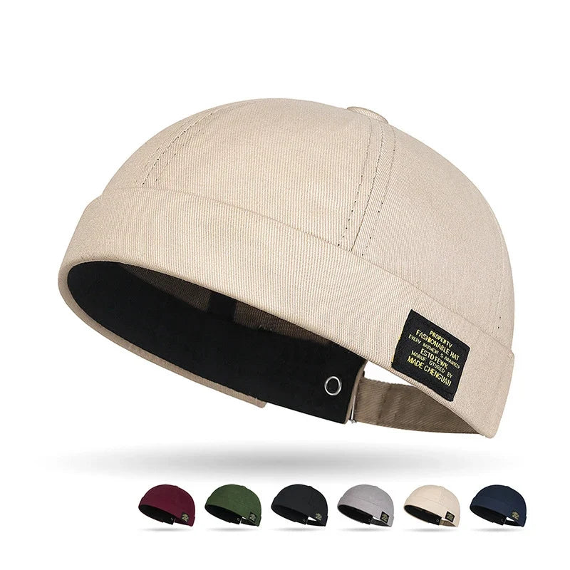 Brimless Hat for Men Women Cotton Classic Solid Color Beanie Beaded Hip Hop Hat for Outside Cycling Riding Activities