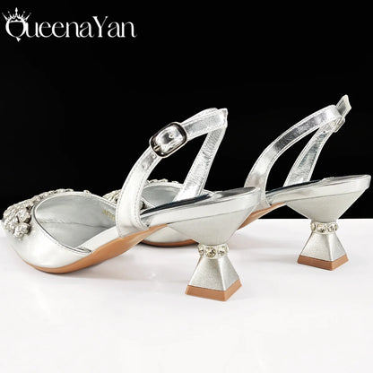 Italian Shoes and Handbags Accessory Set with Rhinestone Metal Embellishments Wedding Shoes Bridal Shoes Designer