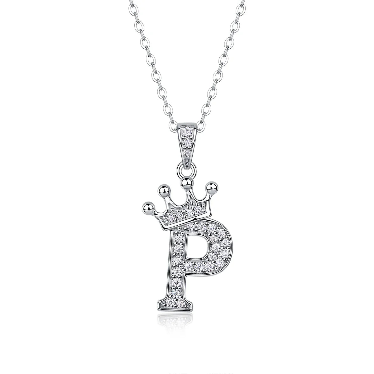 925 Silver Initial Necklace Sparkling Full Moissanite Diamond Pendant Charm Necklaces for Women Letter Name Choker Jewelry Gift