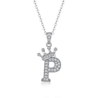 925 Silver Initial Necklace Sparkling Full Moissanite Diamond Pendant Charm Necklaces for Women Letter Name Choker Jewelry Gift