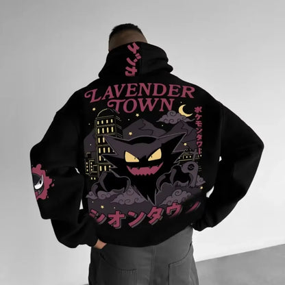 Anime Pokémon Halloween Gengar Double Printed Hoodie for Men and Women, Autumn/Winter  Harajuku Large Size Casual Trend Sweater