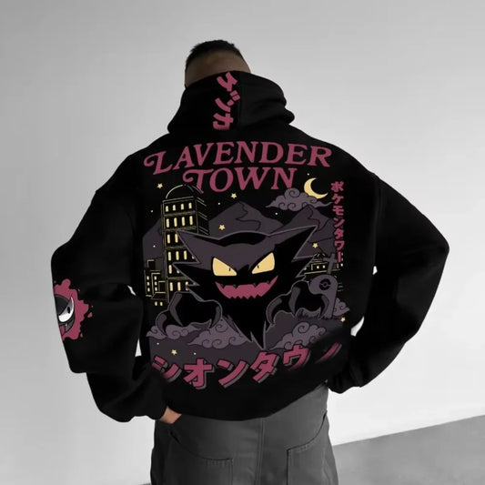 Anime Pokémon Halloween Gengar Double Printed Hoodie for Men and Women, Autumn/Winter  Harajuku Large Size Casual Trend Sweater
