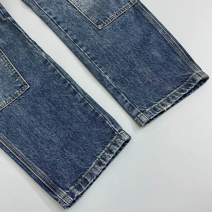 Autumn Men's Jeans With Multiple Pockets Workwear Pants Leg Pants Retro Straight Leg Pants Casual Pants