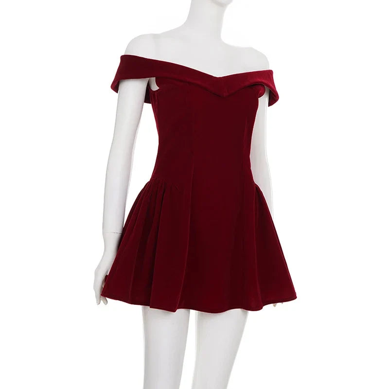 Fashion Red Bowknot Mini Dress Straps Square Collar Sleeveless Backless Vintage Cute Ladies Slim Party Short A-line Dresses
