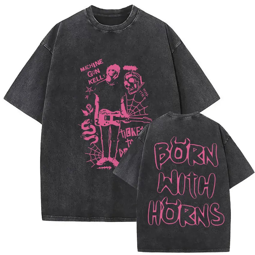 MGK Lost Americana Tour 2025-2026 Vintage Washed T Shirt Men Women Summer Fashion Cotton Short Sleeve T-shirt Fans Gift Clothing