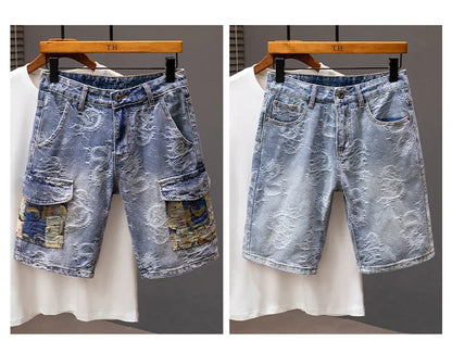 Printed Men's Clothing Denim Shorts Men Summer New Fashion Bermuda Jeans Street Wear Straight Personality Male Short Pants