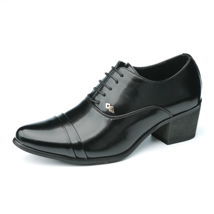 Premium Leather Men Shoes Slip On Loafers European Brand Business Casual Wedding Party Plaid Design Height Increasing