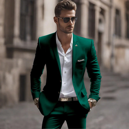 Summer White Men Suits Two Piece Fashion Notch Lapel Single Breasted Suit Slim Fit Elegant Smart Casual Groom Wedding Tuxedo