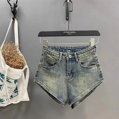 Skinny Denim Shorts, Hot Girl Y2k Ultra-short Washed Cuffed Jeans, Summer Clothes for Woman