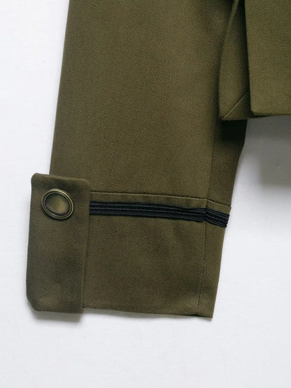Women's Blazer Jackets Armygreen Coat 2026 zartins Outwear Patchwork Long Sleeve Tops Elegant Fashion Woman Jackets Coat Tops