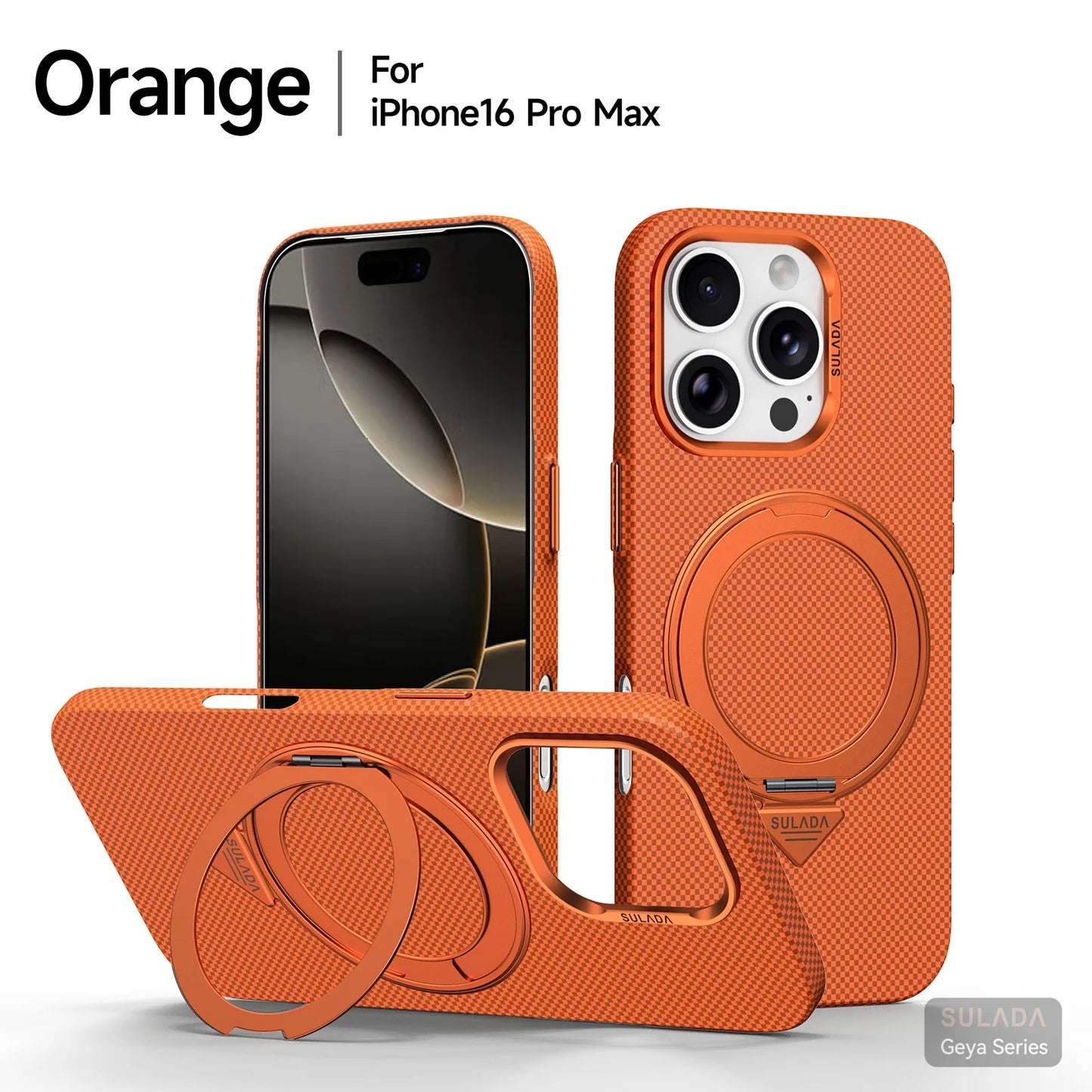 Kevlar Pattern Texture Wireless Charging Case For IPhone 18 Pro Max 17 16 360° Rotate Bracket Bare-metal Feel Drop-Proof Cover