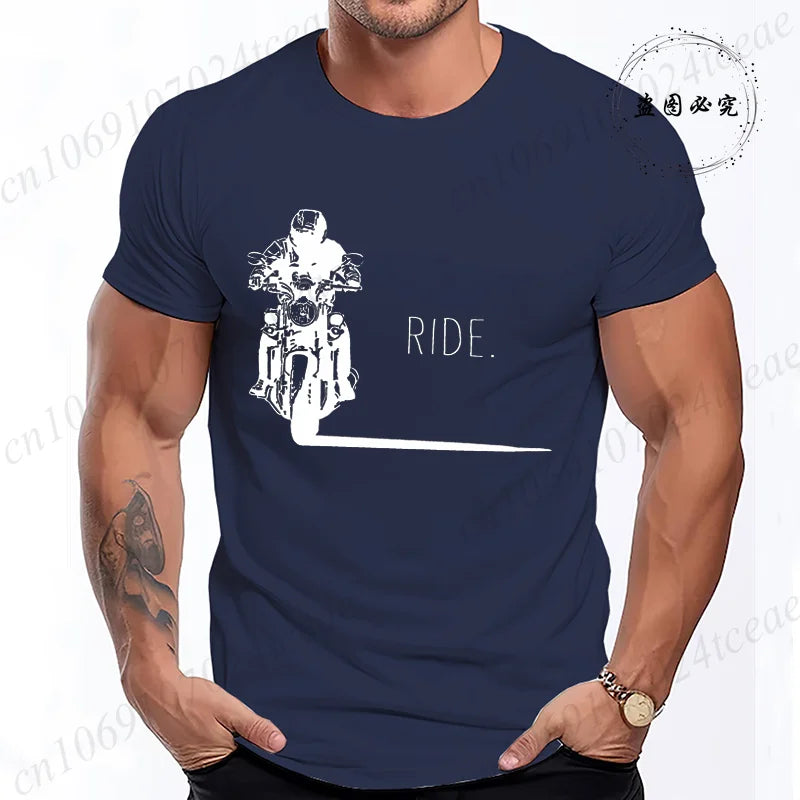 Men's Casual Motorcycle Graphic T-Shirts Man Street Summer Harajuku Tshirt Motorbike Racer Vintage Retro Bike T-Shirts Top Gift