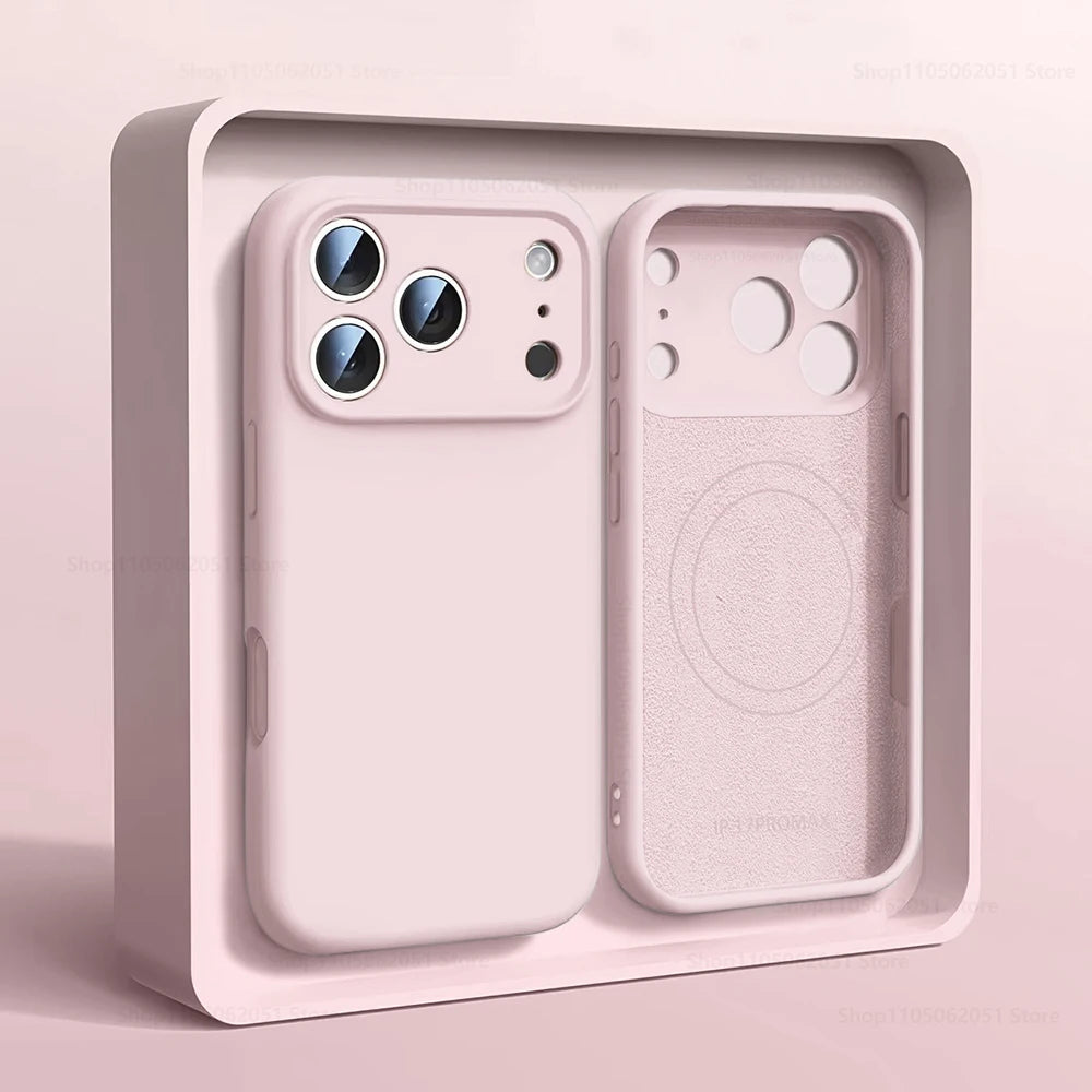 Magnetic Original Liquid Silicone Phone Case For iPhone 17 16 15 14 13 Pro Max 17Pro Air For Magsafe Wireless Cases Soft Cover