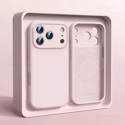 Magnetic Original Liquid Silicone Phone Case For iPhone 17 16 15 14 13 Pro Max 17Pro Air For Magsafe Wireless Cases Soft Cover