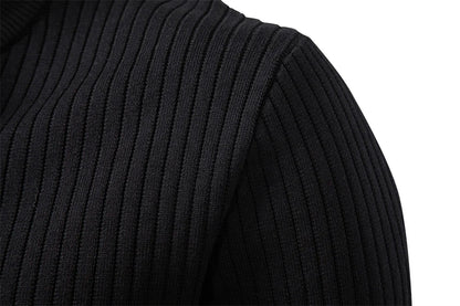 Men's Long Sleeve T-shirt Fall Winter Fashion Knit Slim Fit Polo Sweater Riibed Henry Collar Sweatershirt for Man