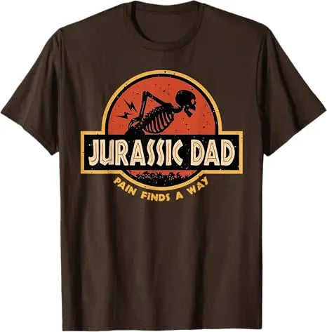 Jurassic Dad Pain Finds A Way Funny Sarcastic Skeleton T-Shirt Y2k Prehistoric Dad Joke Saying Tee Humor Parenting Cool Clothes