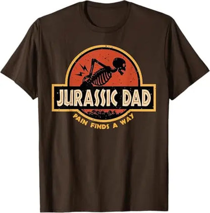 Jurassic Dad Pain Finds A Way Funny Sarcastic Skeleton T-Shirt Y2k Prehistoric Dad Joke Saying Tee Humor Parenting Cool Clothes