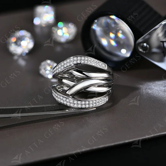 Bagues en argent S925 avec Moissanite pour Femme, plaqué Or 18 carats, couleur D VVS1, diamant, bague de mariage croisée, bijoux fins de fête, cadeau