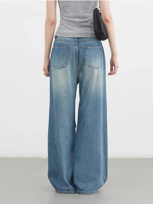 Women Jeans Fashion Casual Loose High Waisted Wide Leg Denim Pants Streetwear Female Trousers Spring Autumn New 2026