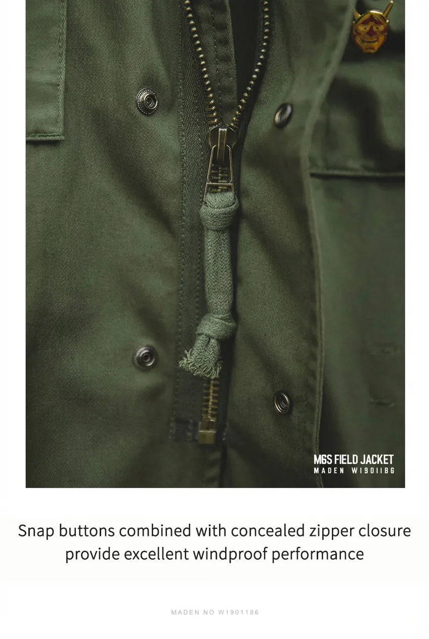 Retro M65 Jackets for Men Green Outdoor Windbreaker Vintage Casual Solid Coat Mens Clothes Multi-Pocket Jacket