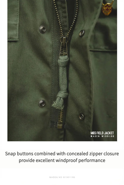 Retro M65 Jackets for Men Green Outdoor Windbreaker Vintage Casual Solid Coat Mens Clothes Multi-Pocket Jacket