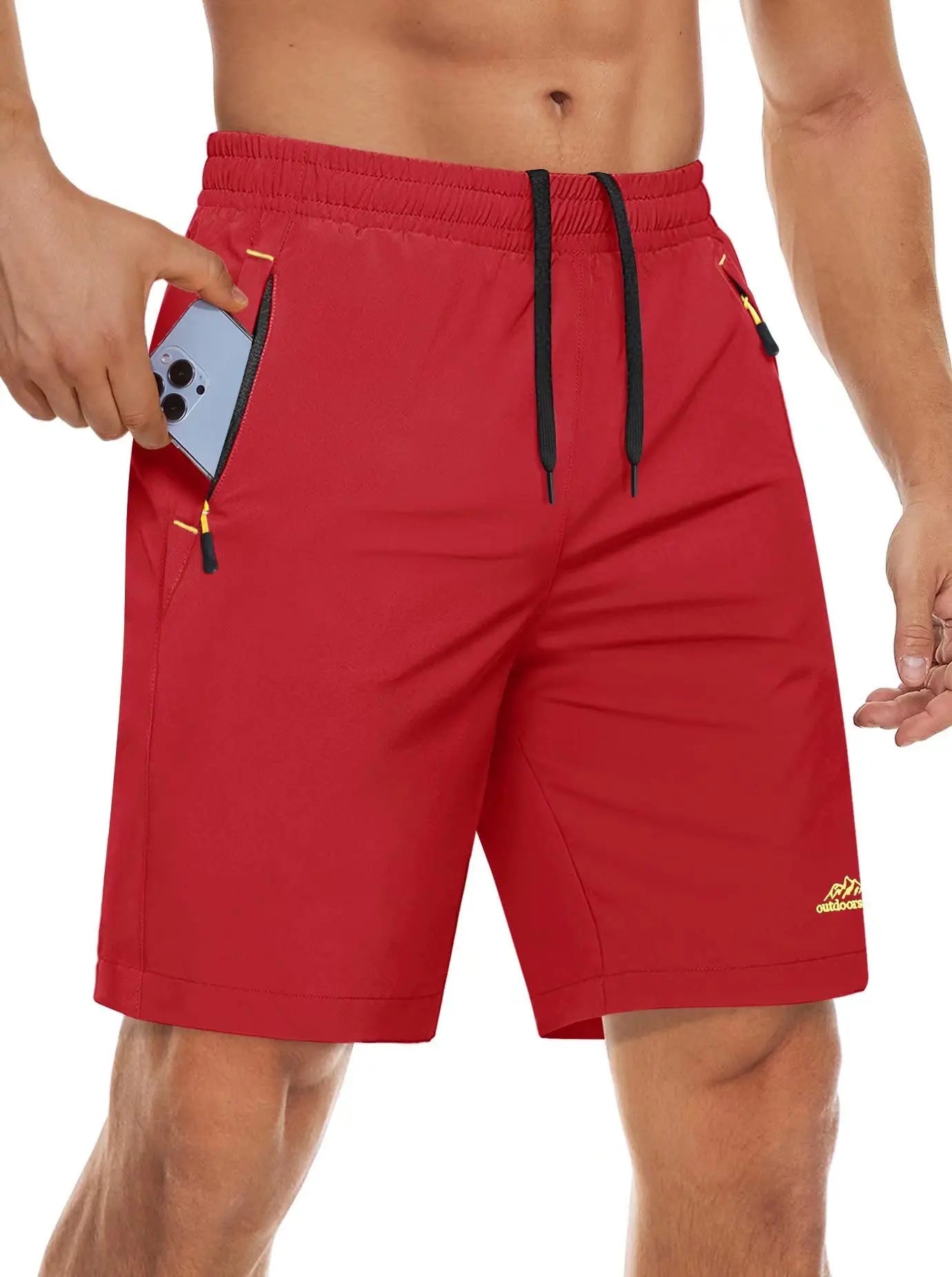 Quick Dry Athletic Shorts with Zipper Pockets Men's Summer Running Shorts Gym Training Workout Fitness Hiking Shorts
