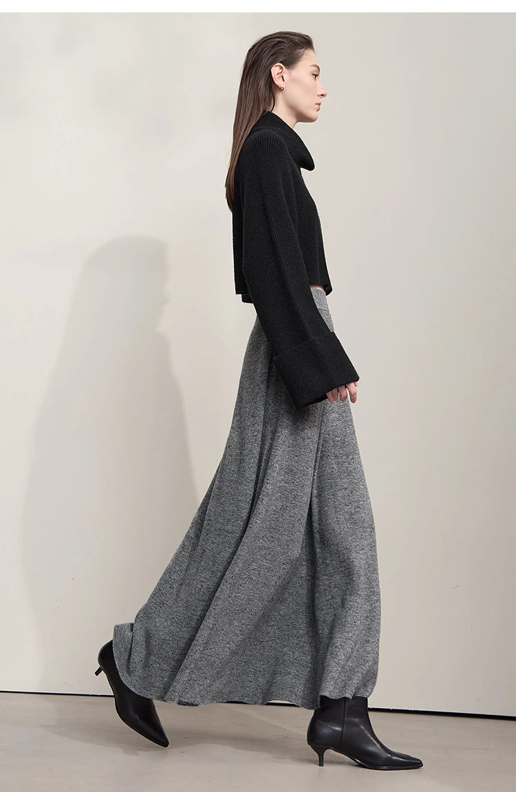 Knitted Skirts For Women 2025 Spring New Gentle A-line Long Skirt Loose Solid Color Elegant Versatile Woman Clothes12553045