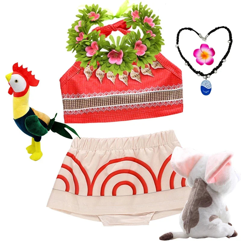 Little Girls Dress up Moana Baby Kids Two Pieces Set Top +Pants Infant Vaiana Role Play Festival Princess Costume Casual Clothes