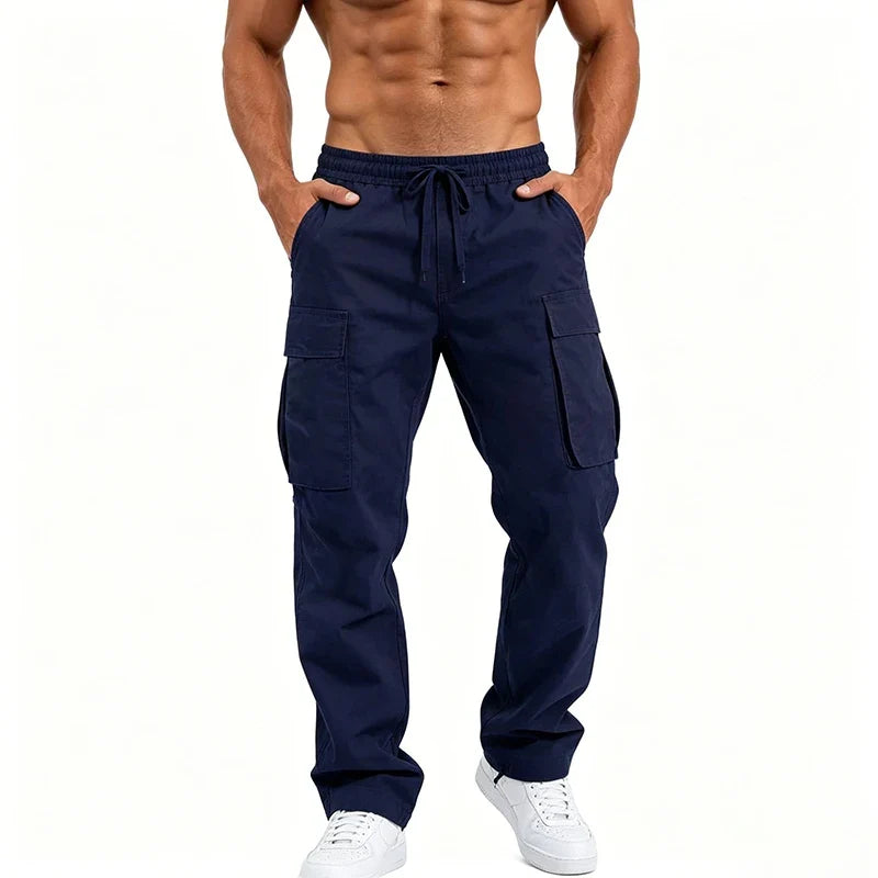 American Men Cargo Pants Casual Work Trousers Multi-pocket Workwear Straight Pants Spring Autumn Lightweight Fashion Streetwear