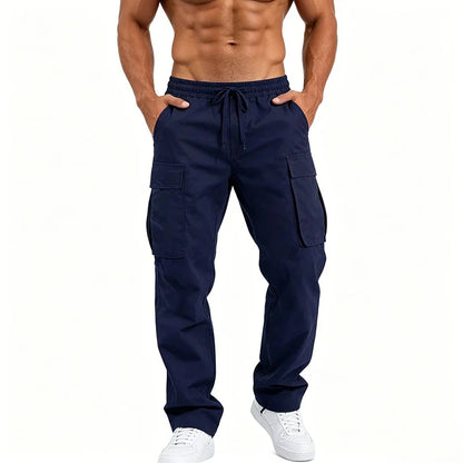American Men Cargo Pants Casual Work Trousers Multi-pocket Workwear Straight Pants Spring Autumn Lightweight Fashion Streetwear