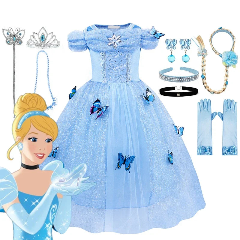 Kids Girls Cosplay Costume Children Summer Pageant Fantasy Cinderella Carnival Clothes Princess Birthday Dress 2-10 Yrs Clothes