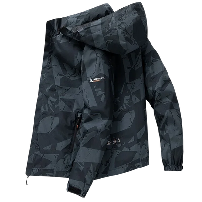 Spring Men's Windbreaker Korean Fashion Loose Waterproof Hooded Coat Outdoor Leisure Function Camping Camo Jacket Men's Workwear